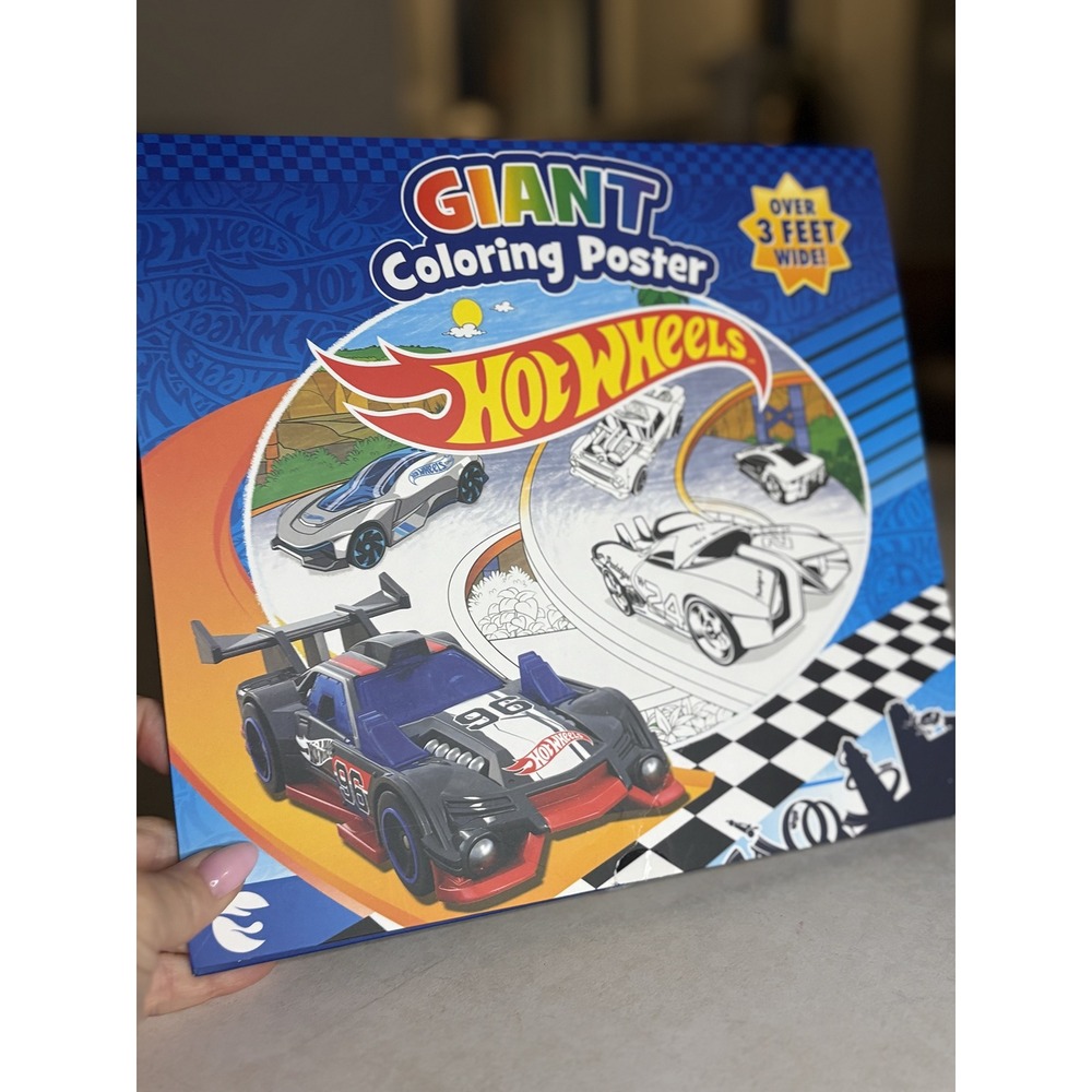 Hot Wheels Giant Coloring Poster Over 3 Feet Wide Racing Cars Activity New